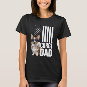 Camiseta Pai Corgi Funny Cute Dog Pet Owner American Flag