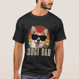 Camiseta Pai Corgi Vintage Óculos de sol Funny Corgi Propri