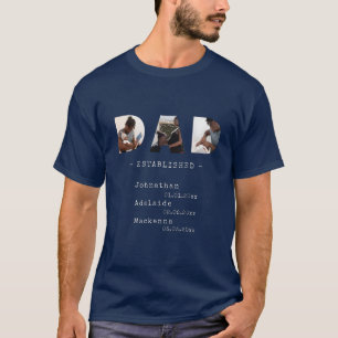 Camiseta Pai Crianças Estabelecidas Nome Data de Nasciment
