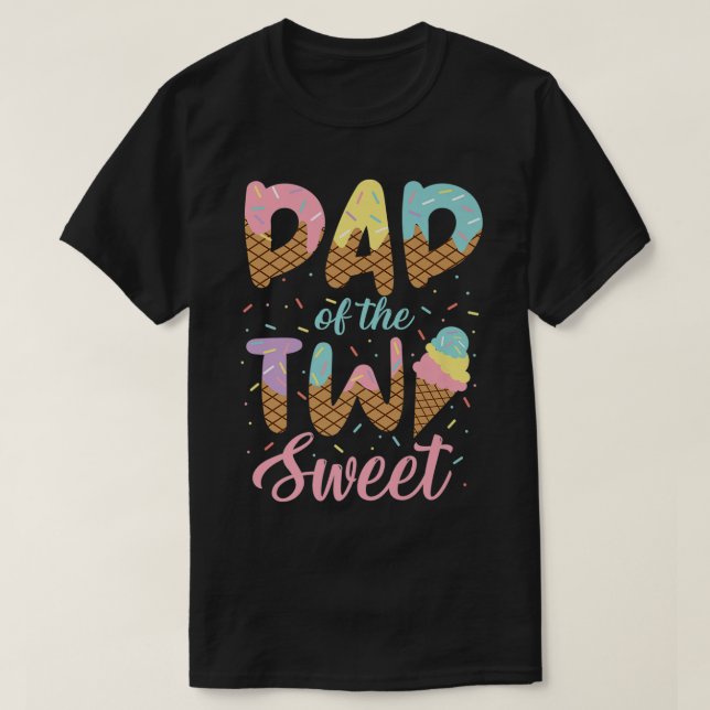 Camiseta Pai da Duas Garota Doce de Aniversário (Frente do Design)
