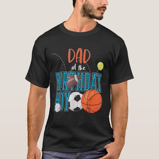 Camiseta Pai Da Família Aniversário De Esportes De Menino (Frente)