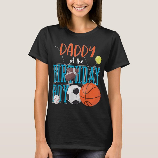 Camiseta Pai Da Família Aniversário De Esportes De Menino (Frente)