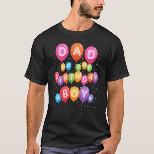 Camiseta Pai da Família B-Day do Garoto Balão de Aniversári (Frente)