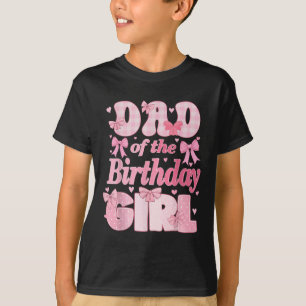 Camiseta Pai Da Família Birthday Girl Pink Coquette Arco