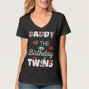 Camiseta Pai Da Família Floral Ladybug Do Aniversário Twins