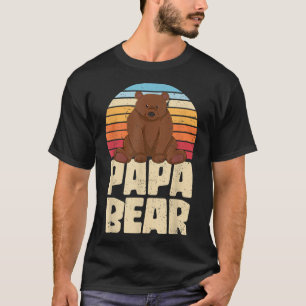 Camiseta Pai Da Família Urso Retro Pai Animal Papá Urso