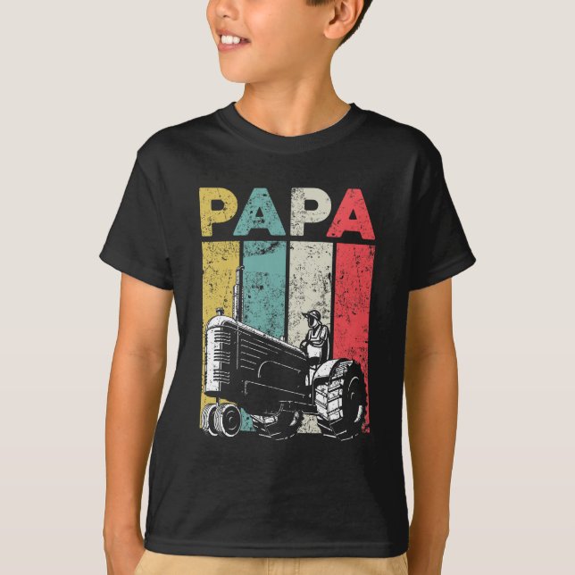 Camiseta Pai da Fazenda da Fazenda de Tratores Papa (Frente)