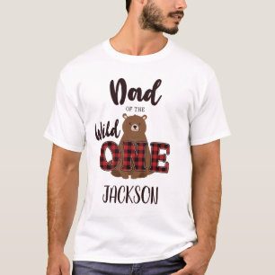 Camiseta Pai da Festa de aniversário do Urso Xadrez Selvage