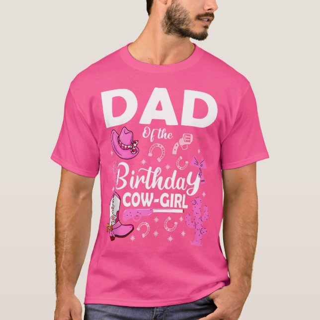 Camiseta Pai Da Festa De Rapariga De Aniversário Rodeo Bday (Frente)