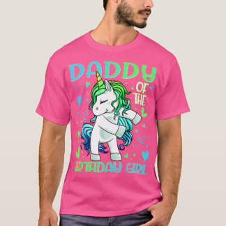Camiseta Pai da Garota de Aniversário Flexibindo Pai Unicór