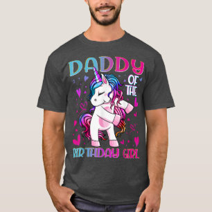 Camiseta Pai da Garota de Aniversário Flexibindo Pai Unicór