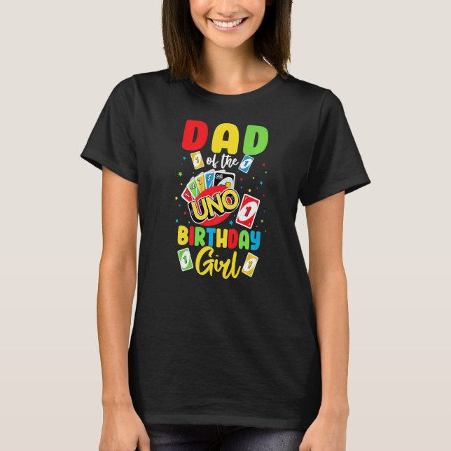 Camiseta Pai da Garota de Aniversário Uno Pai Papa Pai 1s (Frente)