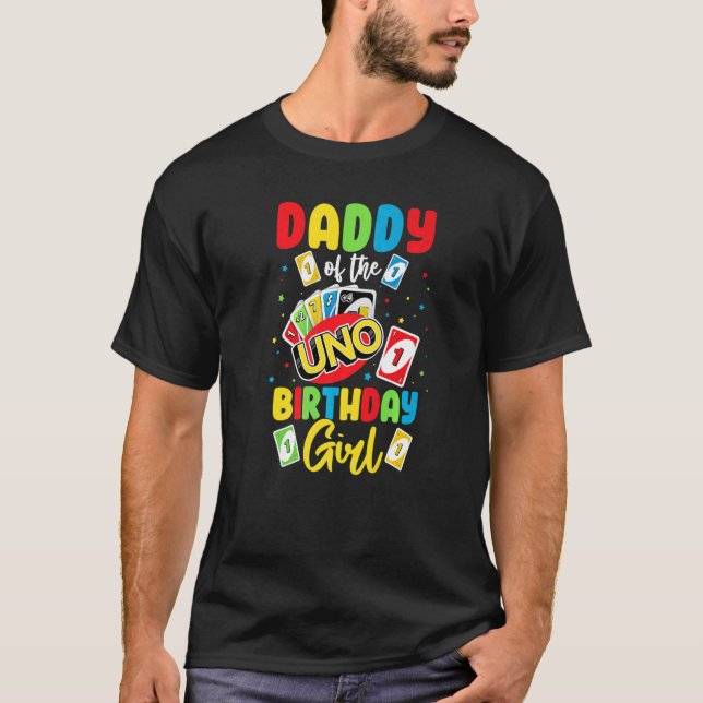 Camiseta Pai da Garota de Aniversário Uno Pai Papa Pai 1s (Frente)