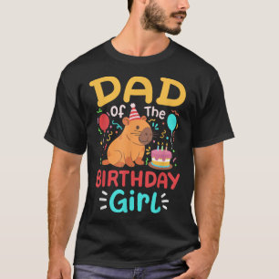 Camiseta Pai Da Menina De Aniversário Crianças Capivara Fof