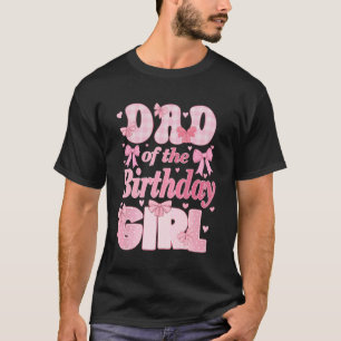Camiseta Pai Da Menina Do Aniversário Família Laço Coquette