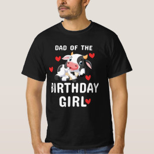 Camiseta Pai da Menina do Aniversário Farmyard   Vaca   Cam