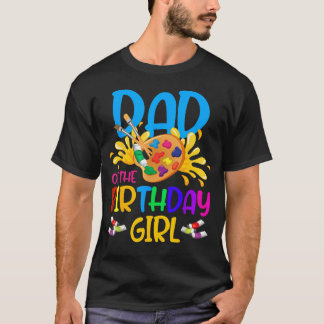 Camiseta Pai Da Menina Do Aniversário Pequeno Artista Pinta