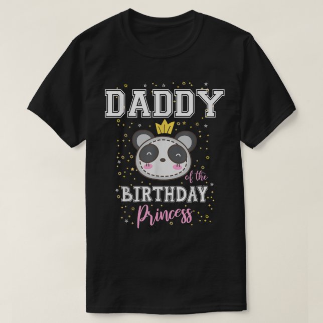 Camiseta Pai da princesa de aniversário Cute Panda Bear B-D (Frente do Design)