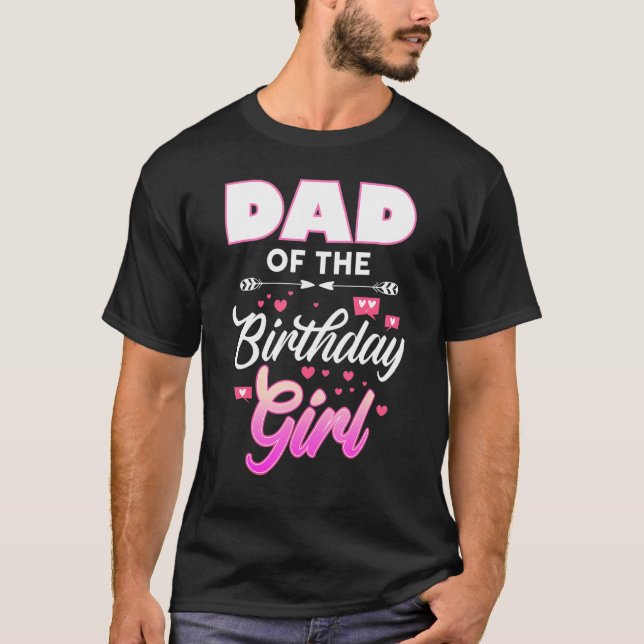 Camiseta Pai Da Rapariga De Aniversário Que Corresponde À F (Frente)