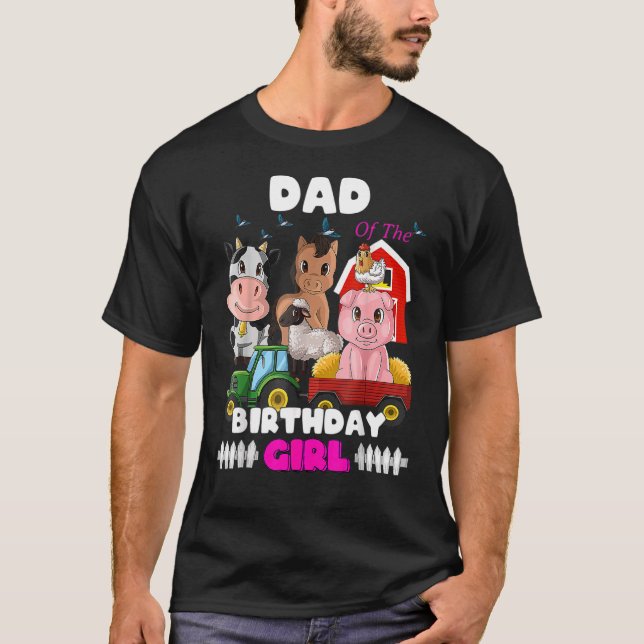 Camiseta Pai Da Rapariga De Aniversário Tra (Frente)
