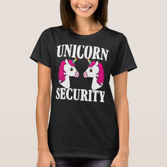 Camiseta Pai da Unicorn Security Squad Girl no Aniversário (Frente)