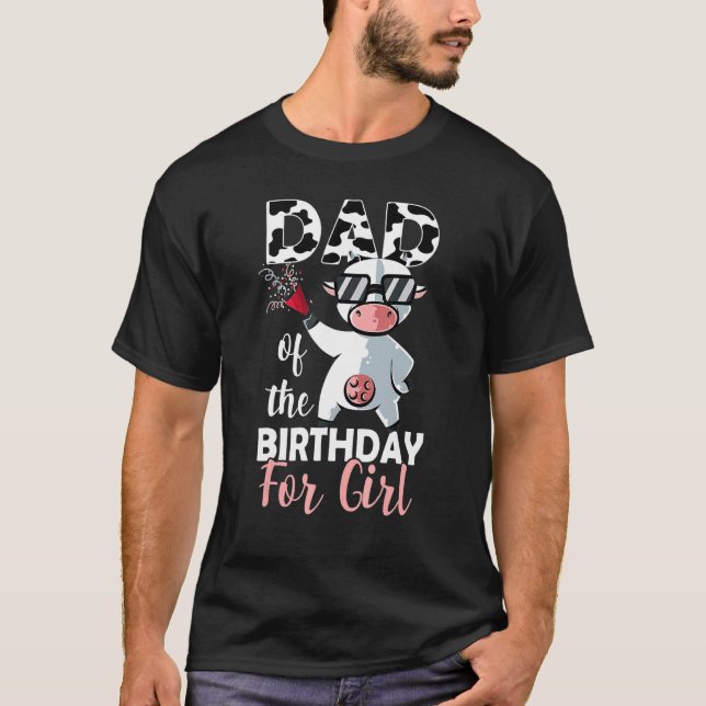 Camiseta Pai Da Vaca Da Família Birthday Girl First Bday Pa (Frente)