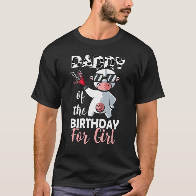 Camiseta Pai Da Vaca Da Família Birthday Girl No Primeiro D (Frente)