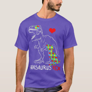 Camiseta Pai Dadasauro Rex Autismo Sensibilização Pai Orgul