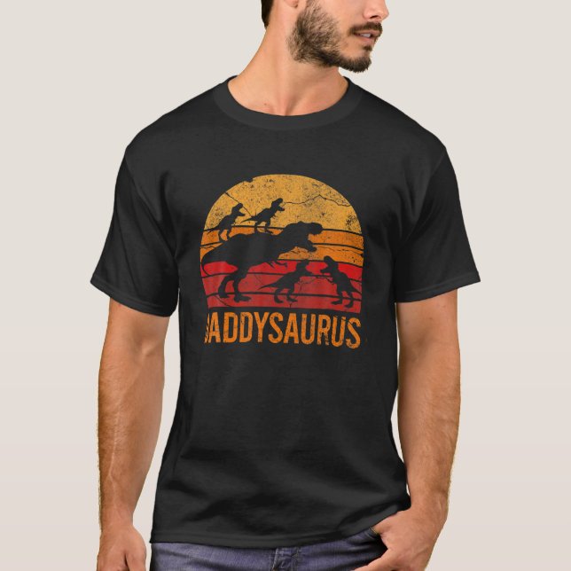 Camiseta Pai Daddysaurus Dinossaur Quatro Dias de os pais (Frente)