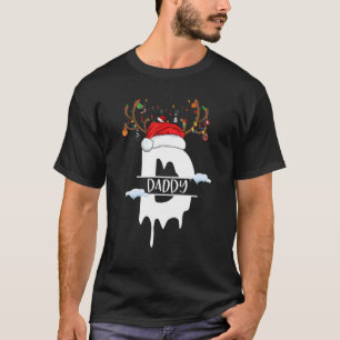 Camiseta Pai das Luzes de Natal Reindeer Santa Hat Combinaç