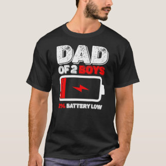 Camiseta Pai de 2 dois meninos com bateria baixa para dia d