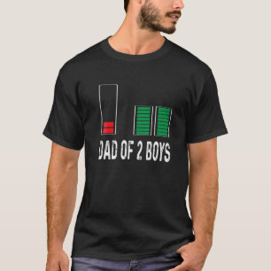 Camiseta Pai de 2 dois meninos com bateria fraca para a irm