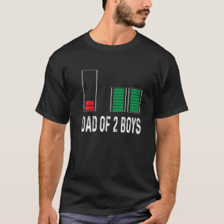 Camiseta Pai de 2 dois meninos com bateria fraca para a irm