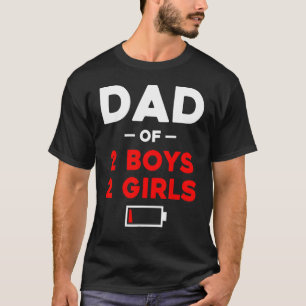 Camiseta Pai De 2 Meninos 2 Meninas Pai De Bateria Baixa