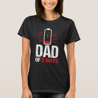 Camiseta Pai De 2 Rapazes Pai Com Bateria Baixa Com Dois Fi