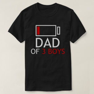 Camiseta Pai De 3 Boys Com Presente De Dia de os pais