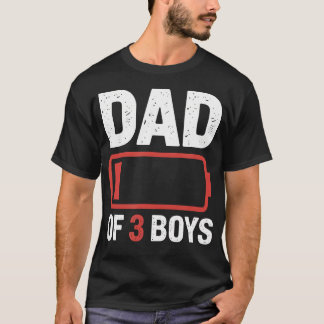 Camiseta Pai De 3 Meninos Engraçado Cansado