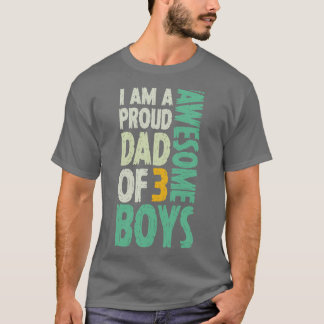 Camiseta Pai de 3 Presentes de Pai de Rapazes Provenientes