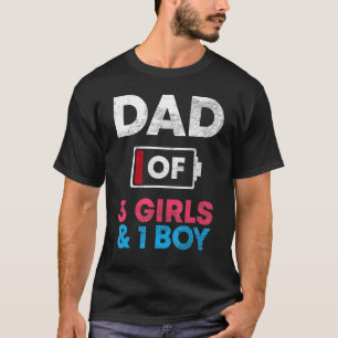 Camiseta Pai De 3 Raparigas E 1 Rapaz De Bateria De Baixo P