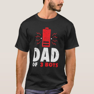 Camiseta Pai De 3 Rapazes Dia de os pais De Aniversário Par