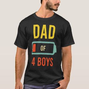 Camiseta Pai De 4 Boys Com Baixo Dia de os pais De Vintagem
