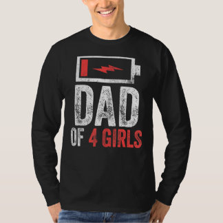 Camiseta Pai De 4 Meninas Do Dia de os pais Filha Bi