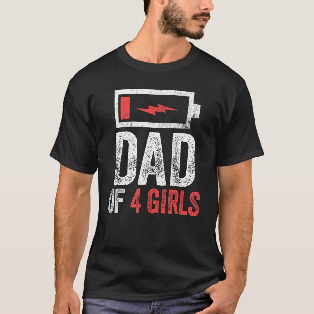 Camiseta Pai De 4 Meninas Do Dia de os pais Filha Bi (Frente)