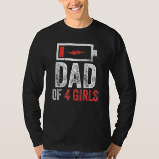 Camiseta Pai De 4 Meninas Do Dia de os pais Filha Bi
