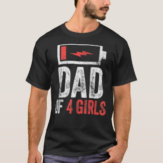 Camiseta Pai De 4 Meninas Do Dia de os pais Filha Bi