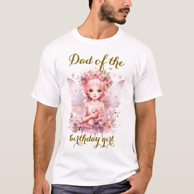 Camiseta Pai de aniversário da festa do chá floral Pastel F (Frente)