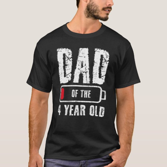 Camiseta Pai De Aniversário De 4 Anos De Idade De Bateria D (Frente)