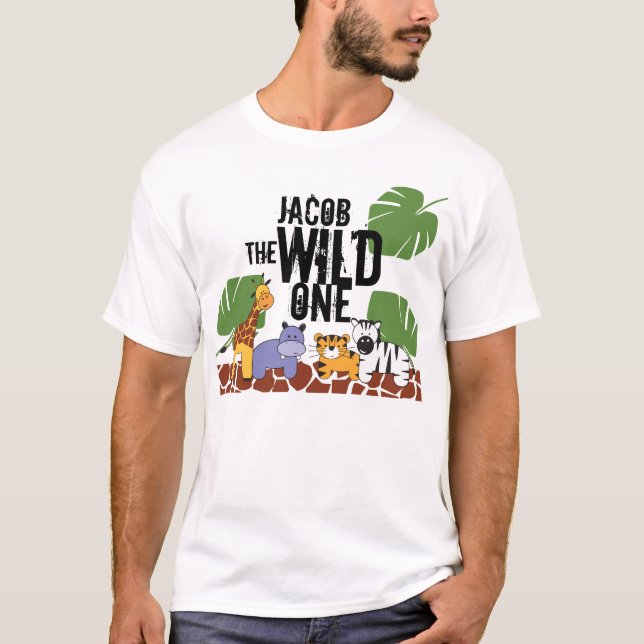 Camiseta Pai de Aniversário Personalizado WILD ONE Safari (Frente)