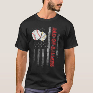 Camiseta Pai De Ballers American Flag Baseball Softball Gif