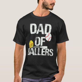 Camiseta Pai de Ballers Pai de Baseball e Jogador de Softba